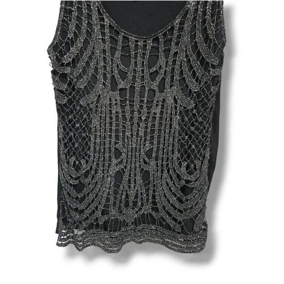 89th & Madison women's black metallic lace sleeveless blouse  - medium - Picture 4 of 8